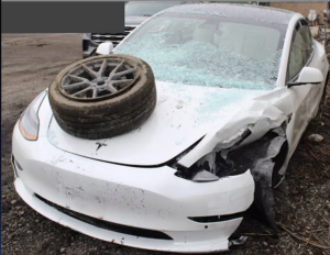 The crashed Tesla of Emad Rehman